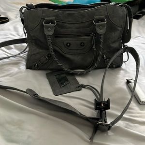 Grey Moto Cross Body Bag